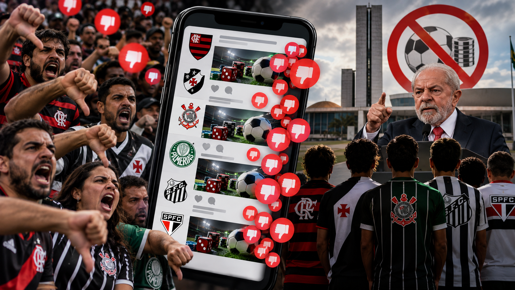 Torcedores rejeitam campanha de clubes em defesa das bets; críticas chegam a 90%